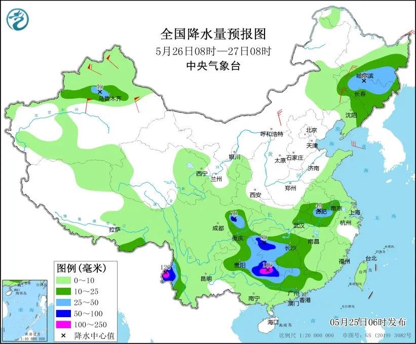 未來三天國內(nèi)天氣預(yù)報(bào)（5月25日）