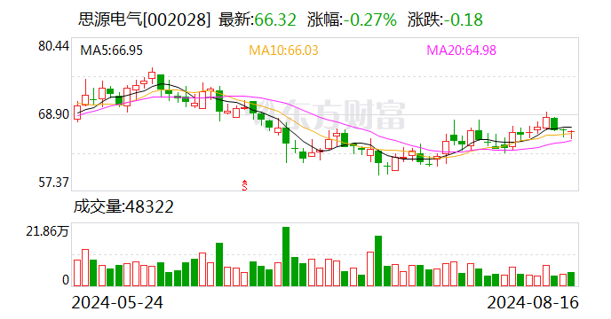 思源電氣：2024年半年度凈利潤約8.87億元 同比增加26.64%