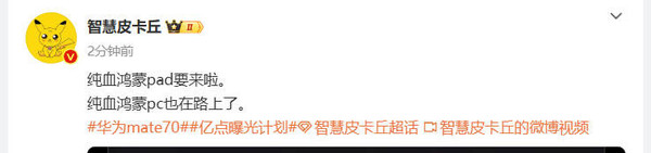 傳華為即將發(fā)布純血鴻蒙平板 純血鴻蒙PC也在籌備中
