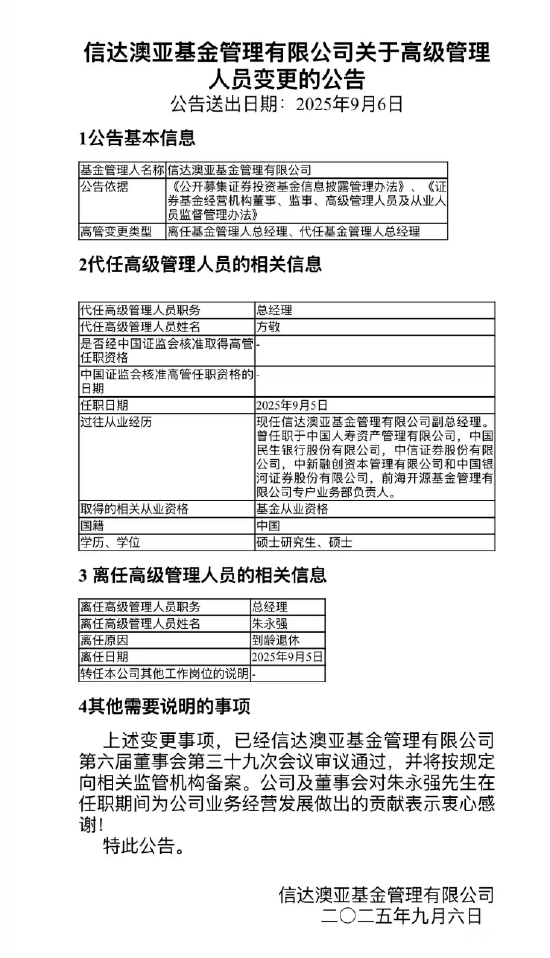 5年半規(guī)模增長8倍！朱永強(qiáng)功成身退 信達(dá)澳亞基金實(shí)現(xiàn)從百億到千億的 “跨越發(fā)展”